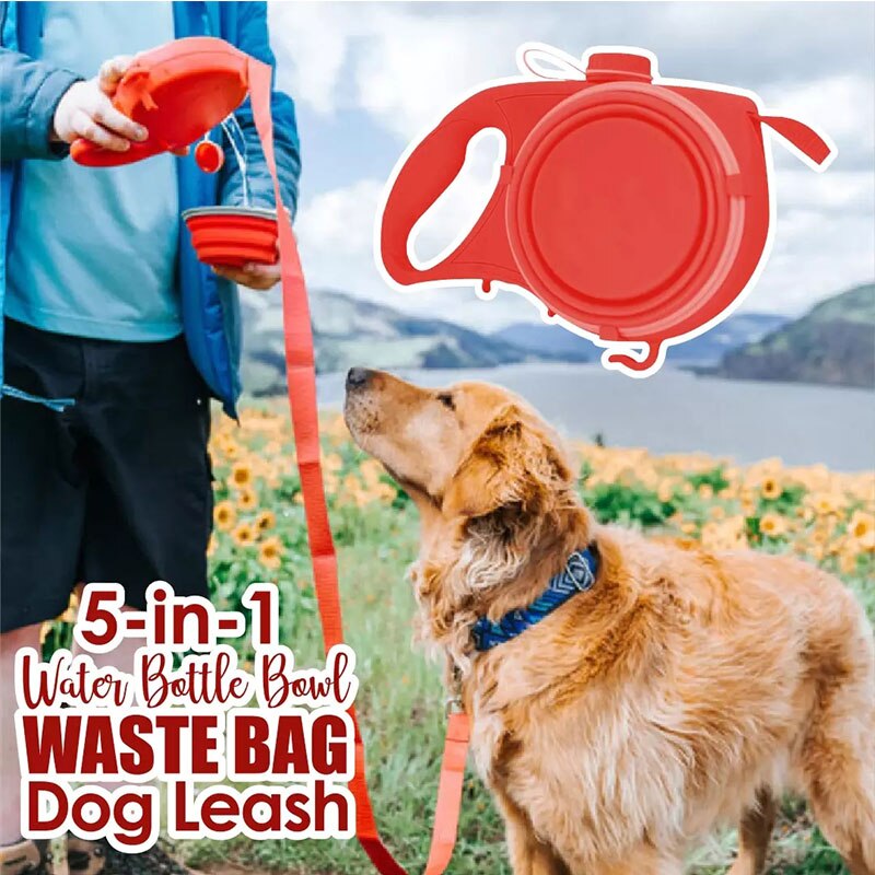Automatic Retractable Durable Dog Leash With Water Bottle Bowl