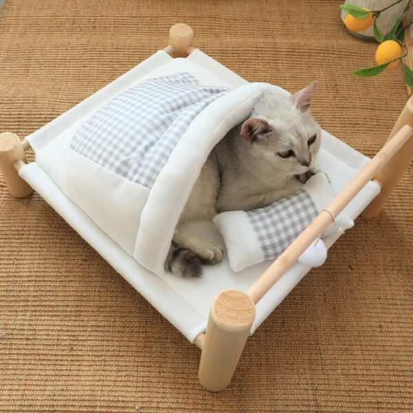 Heated Cat Bed Perch Cave Winter Wooden Sofa