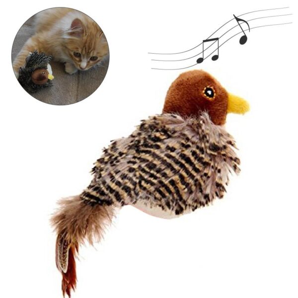 Singing Sparrow Shaped Bird Cat Toy