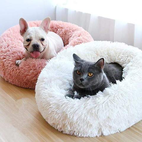 Dog Cat Soft Fluffy Calming Cushion Bed - onlinemegasale.com