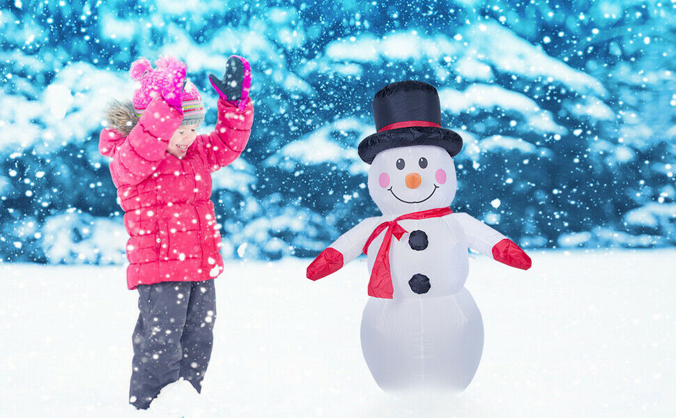4FT Christmas Inflatable Snowman Blow Light Up Outdoor Yard Decoration - onlinemegasale.com
