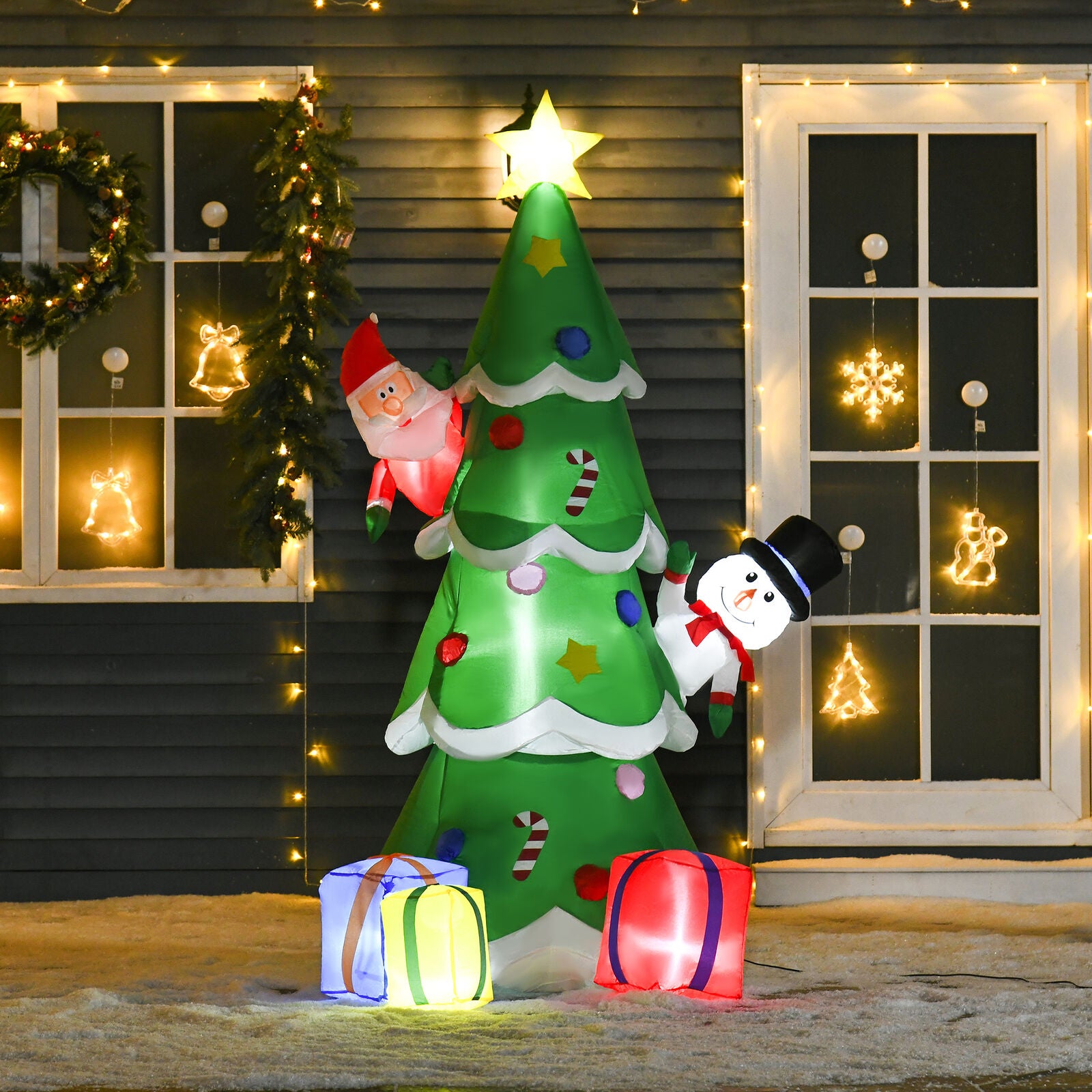 2.1m Christmas Inflatable Tree LED Lighted for Indoor Outdoor Decoration - onlinemegasale.com