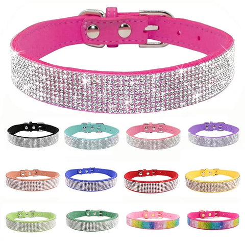 Crystal Rhinestone Reflective Dog Collar - onlinemegasale.com