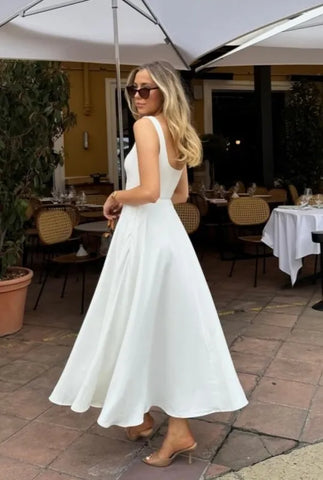 Blake™ - Midi Dress with Square Neckline and High Waist - onlinemegasale.com Blake™ - Midi Dress with Square Neckline and High Waist - onlinemegasale.com