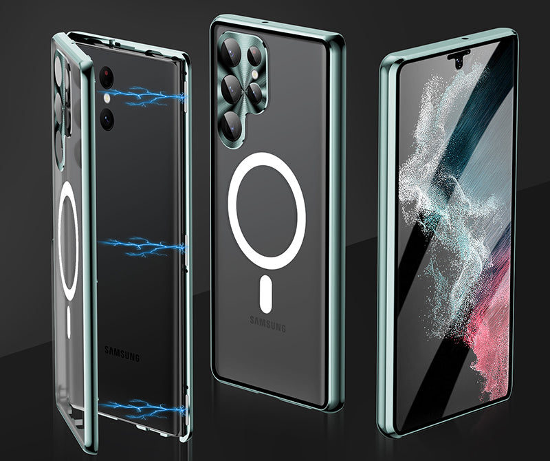 Samsung Magsafe Series | Metal Magnetic Frame Double-Sided Glass Mobile Phone Case - onlinemegasale.com