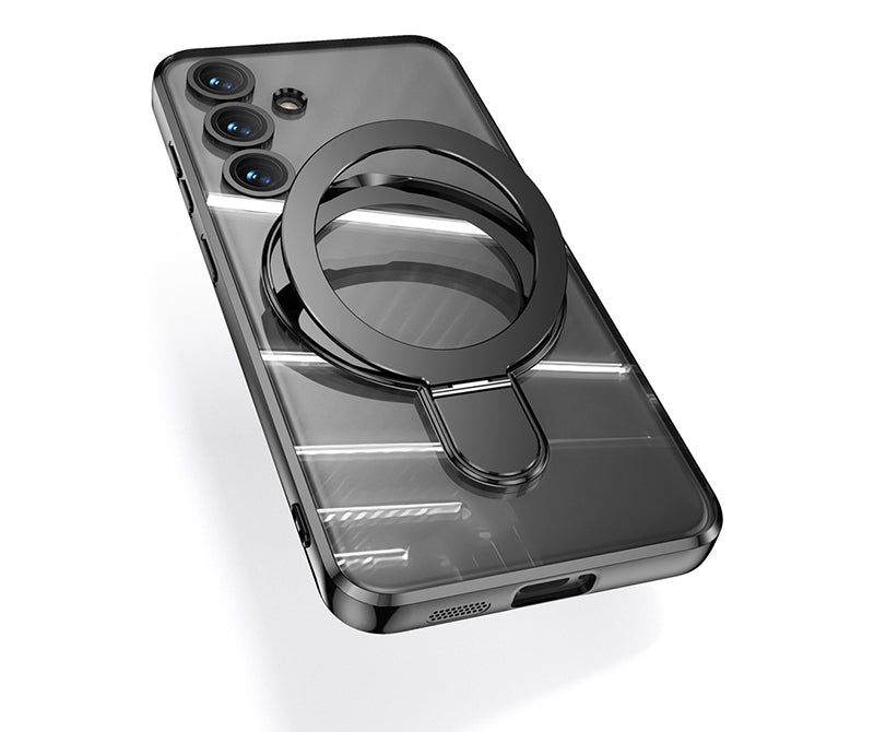 Samsung Magsafe Series | Transparent Electroplated Magnetic Ring Mobile Phone Case - onlinemegasale.com