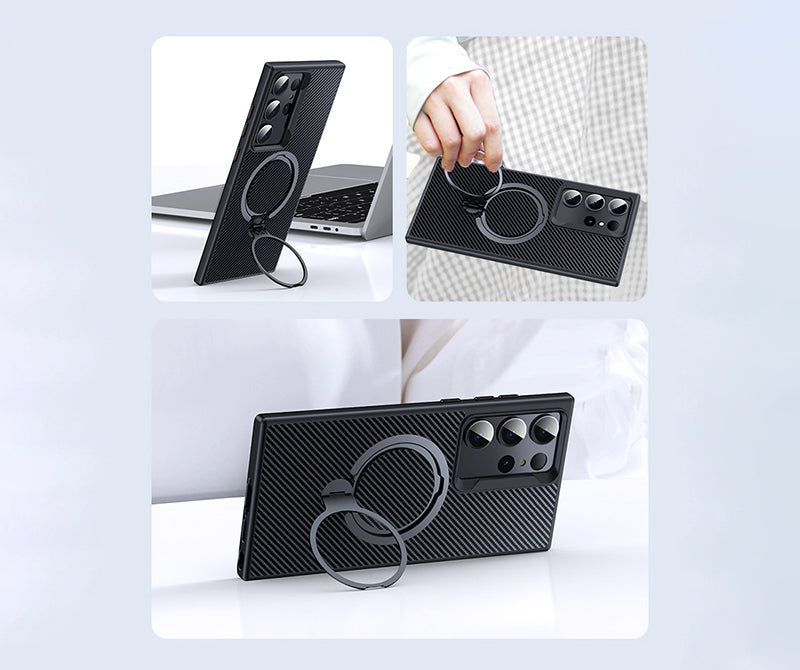 Samsung Magsafe Series | Carbon Fiber Ring Holder Mobile Phone Case - onlinemegasale.com