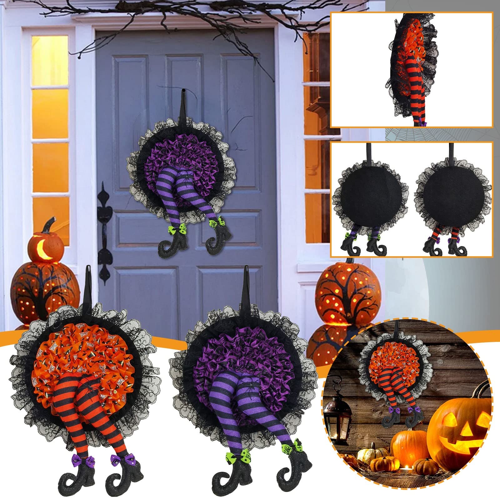 Halloween Witch Long Leg Wreath - onlinemegasale.com