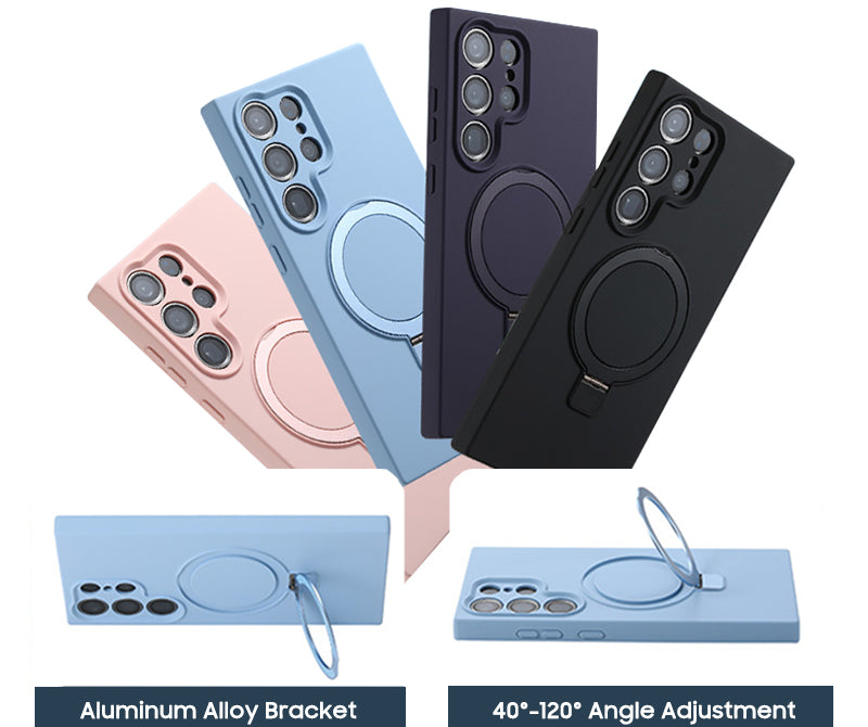 Samsung Magsafe Series | Liquid Silicone Foldable Stand Phone Case - onlinemegasale.com