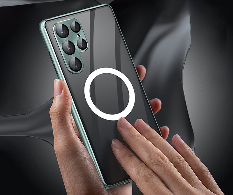 Samsung Magsafe Series | Metal Magnetic Frame Double-Sided Glass Mobile Phone Case - onlinemegasale.com