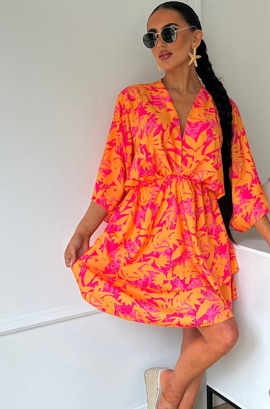04B3130C-71A9-426A-AEDD-F195D15F7A4C Lira™ | Orange & Pink Tropical Dress - onlinemegasale.com