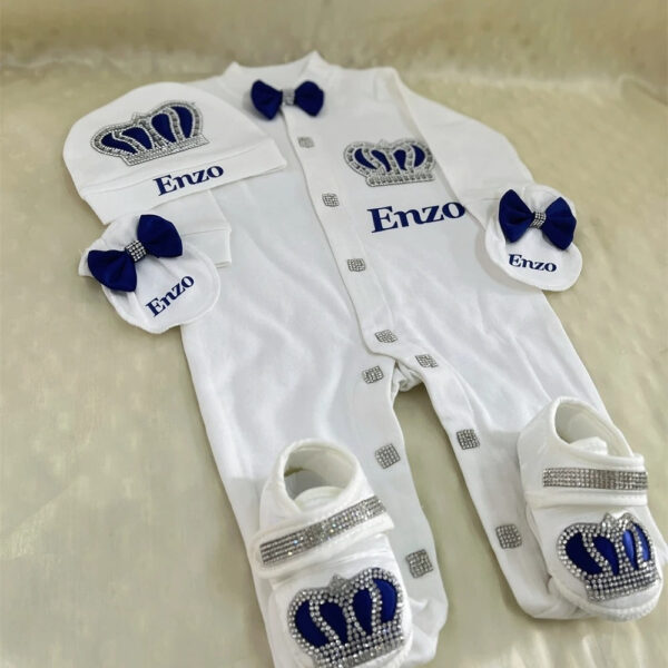 Newborn Baby Personalized Outfits 4 Pieces Welcome Home Hospital Crown Jewelry Romper Set