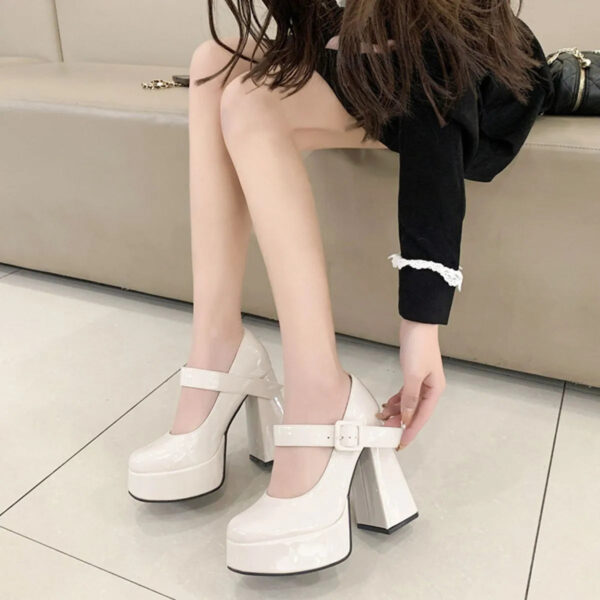 Square Toe Block Heels Pumps