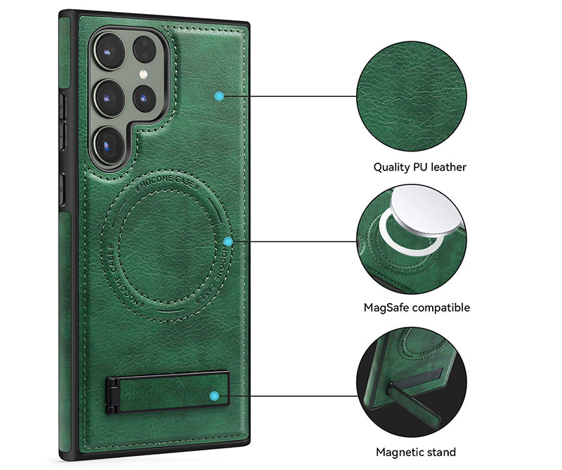 Samsung Magsafe Series | Business Magsafe Leather Case with Stand - onlinemegasale.com