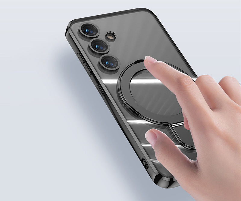 Samsung Magsafe Series | Transparent Electroplated Magnetic Ring Mobile Phone Case - onlinemegasale.com