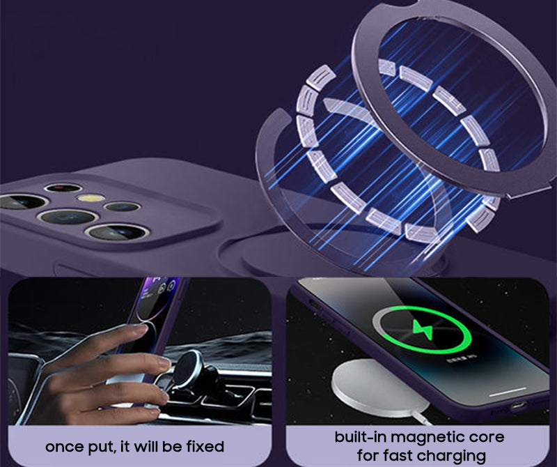 Samsung Magsafe Series | Liquid Silicone Foldable Stand Phone Case - onlinemegasale.com