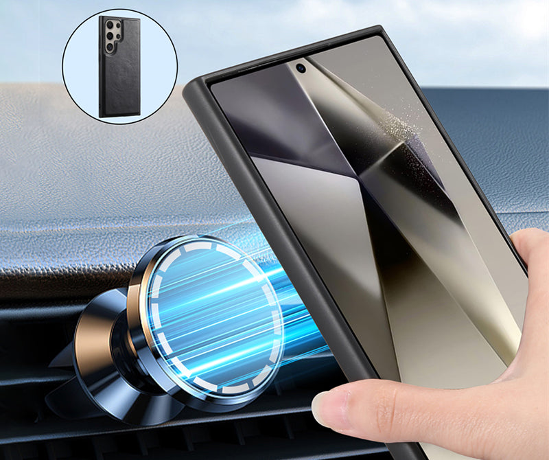 Samsung Magsafe Series | Magnetic Card Holder Leather Case - onlinemegasale.com