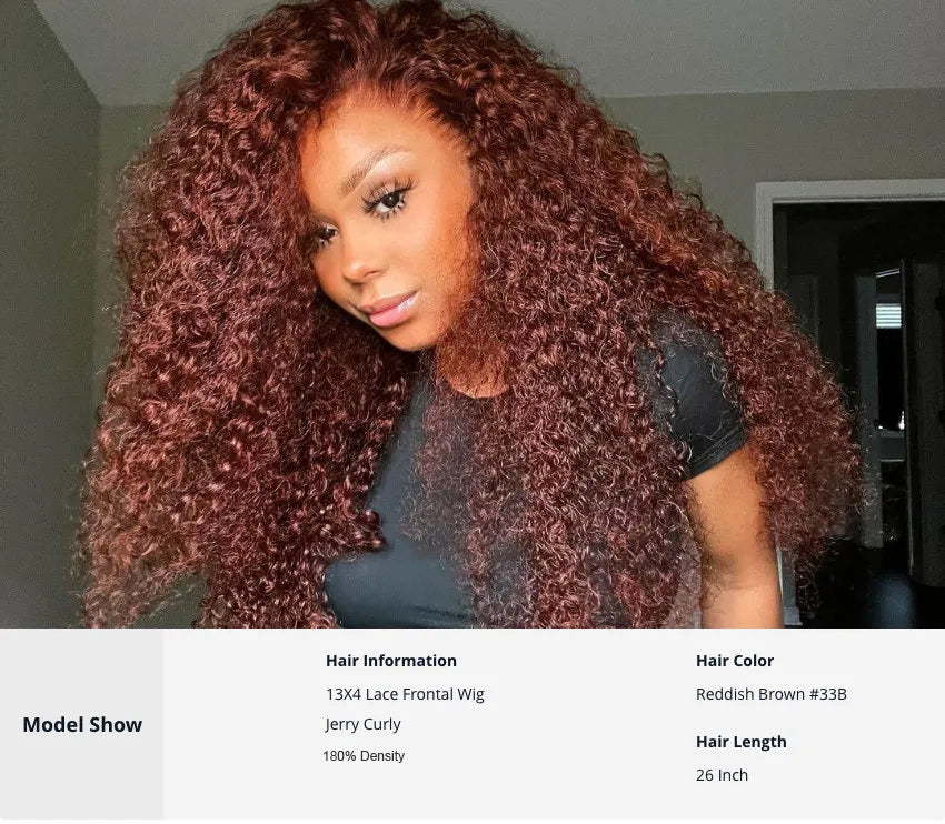 Cranberry Reddish Brown Curly Wave 13x4 Lace Front Autumn Breeze Wig - onlinemegasale.com