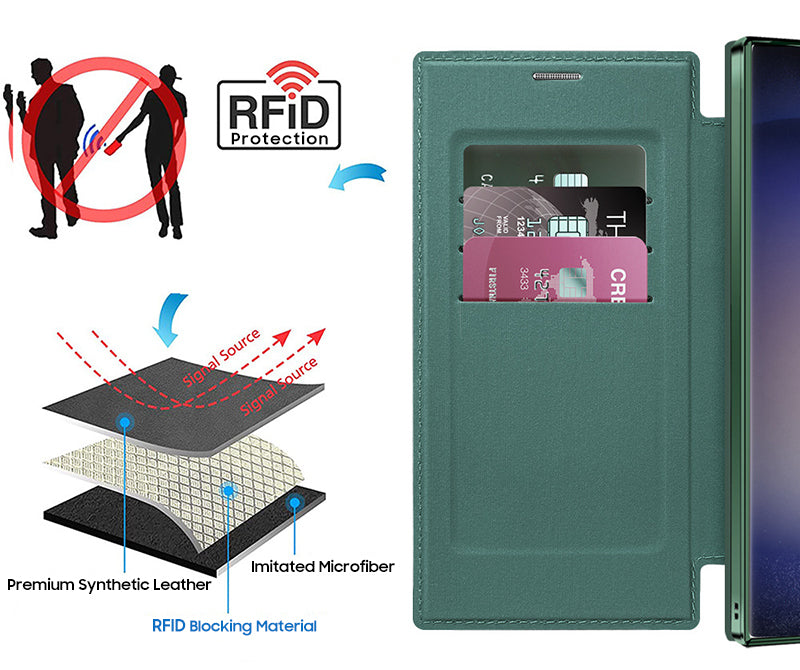 Samsung Magsafe Series | Electroplated Magnetic Diamond Pattern Flip Leather Case - onlinemegasale.com