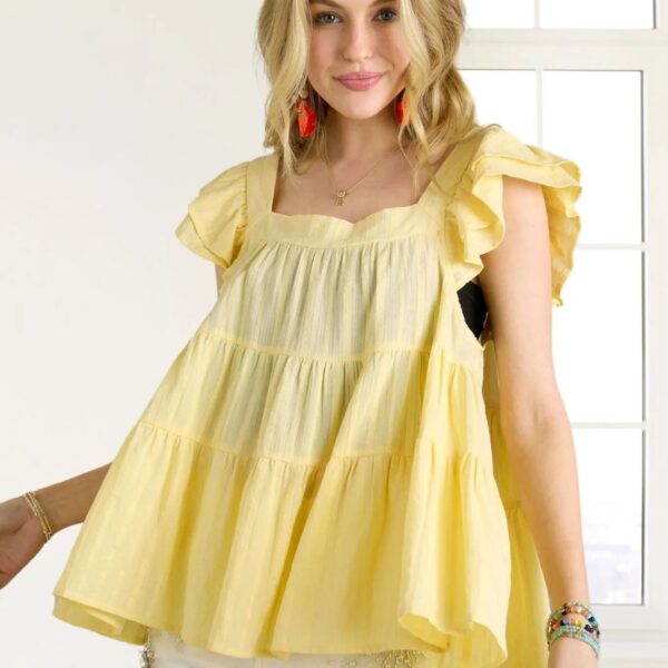 Ruffle Sleeve Babydoll Tunic Top