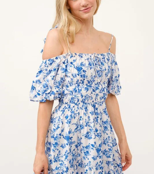 Off Shoulder Bubble Sleeve Dress