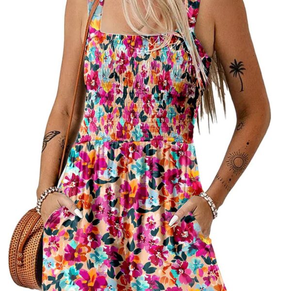 ⏰Hot Sale 49% Off💃Women's Summer Square Neck Sleeveless Loose Casual Short Smocked Romper