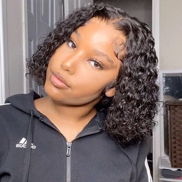 Cranberry Curly Lace Closure Bob Wigs Short Peruvian Human Hair Wigs For Black Women