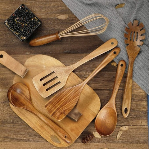 Premium Wooden Cooking Utensils | 7 Sets - onlinemegasale.com