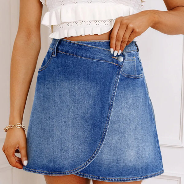 Wrapped Crossed Waist Denim Mini Skirt