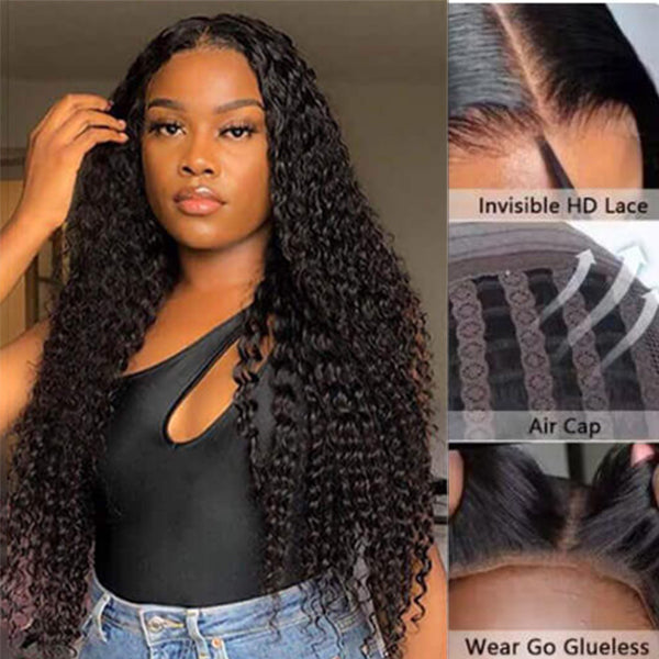 Cranberry Glueless Breathable Wigs 5x5 Lace Wig Deep Wave  Human Hair Air Wigs