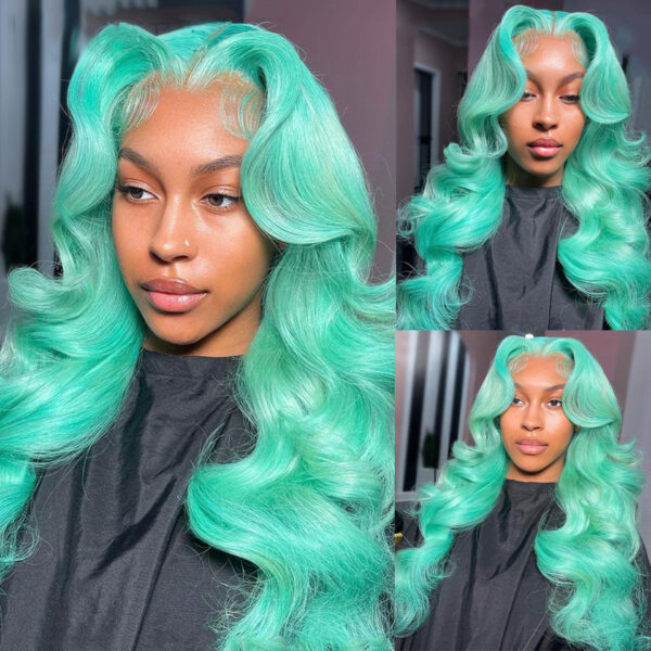 Cranberry Mint Green Colored Human Hair Wigs Body Wave 13x4 HD Lace Frontal Wig 30 Inch Straight Lace Front Wigs For Women Pre Plucked