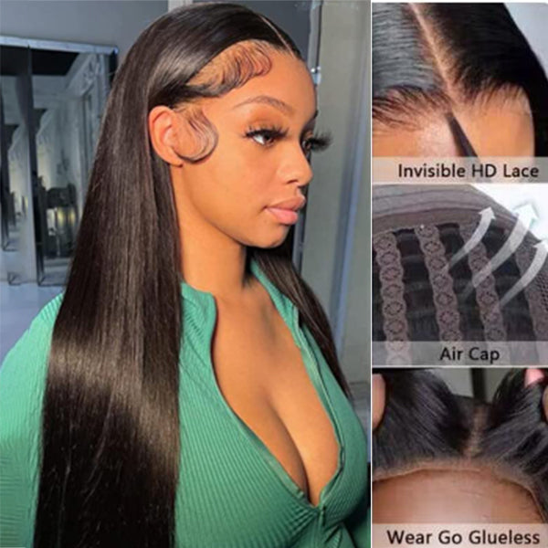 Cranberry Glueless Breathable Wigs Straight  5X5 Lace Wigs 180% Density Human Hair Air Wigs