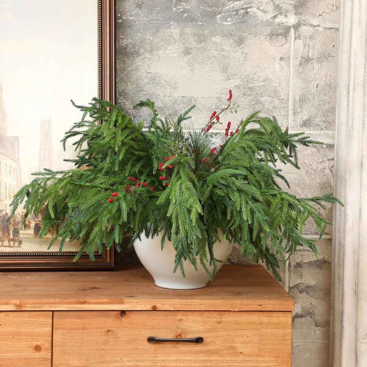 🔥Only $7.99🔥The Best Holiday Greenery - Realistic Norfolk Pine Stems - onlinemegasale.com