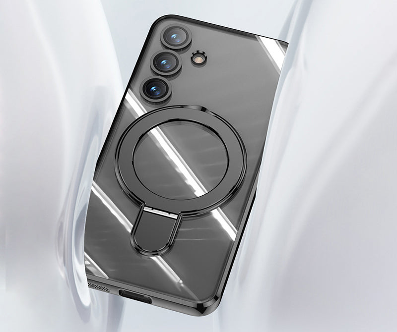 Samsung Magsafe Series | Transparent Electroplated Magnetic Ring Mobile Phone Case - onlinemegasale.com