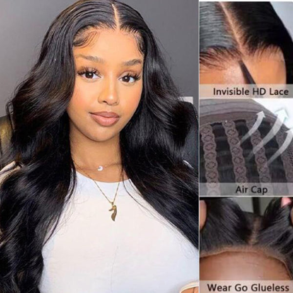 Cranberry Glueless Breathable Wigs 5x5 Lace  Wig Body Wave Human Hair Air Wigs