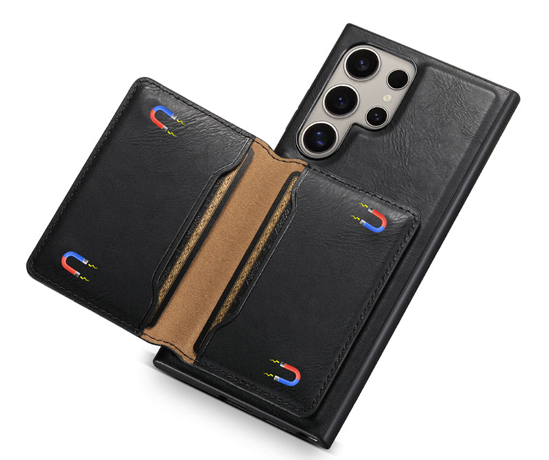 Samsung Magsafe Series | Magnetic Card Holder Leather Case - onlinemegasale.com