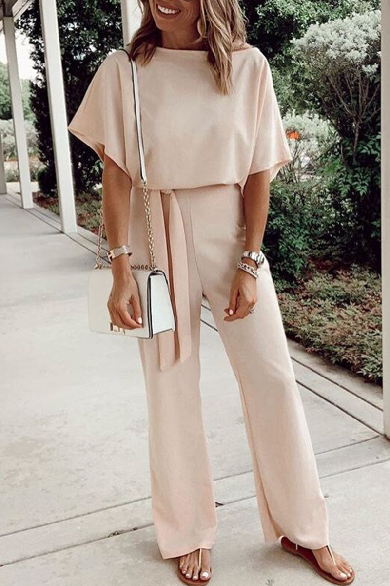 1618195823637085 Chic Women's Relaxed Fit Round Neck Jumpsuit - onlinemegasale.com