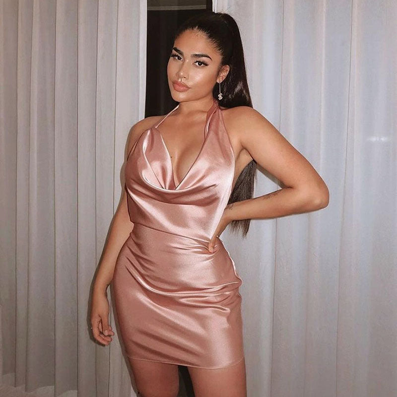 Saffira™ - Mini Dress with Dropped Neckline - onlinemegasale.com