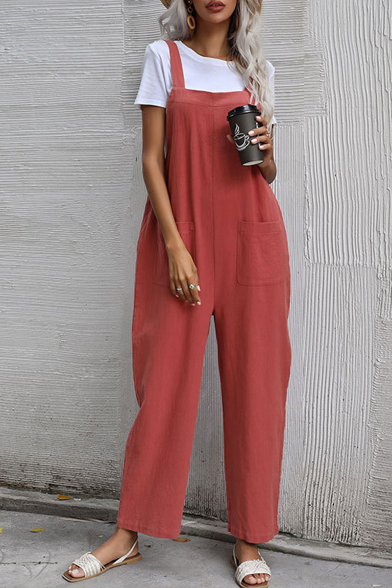 1625187697792767 Chic Women's Straight Leg Jumpsuit with Pockets and Button Detail - onlinemegasale.com
