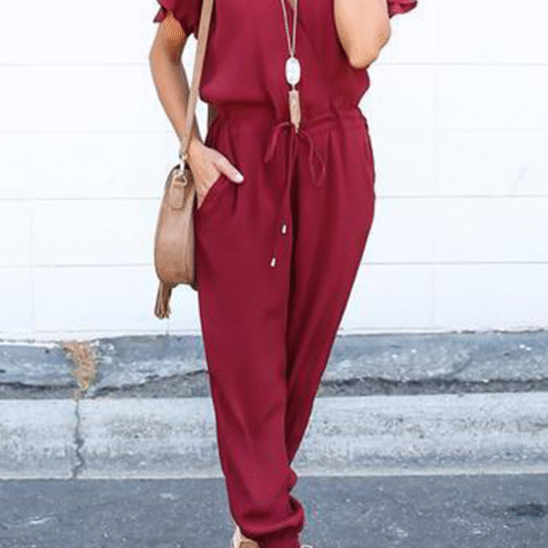 Chic Women's V-Neck Jumpsuit with Stylish Crossed Straps