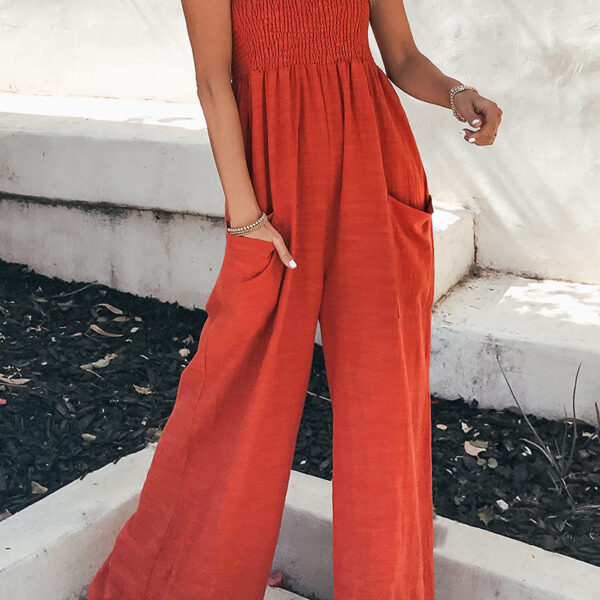 Chic Women's Jumpsuit with Spaghetti Straps and Comfortable Relaxed Fit