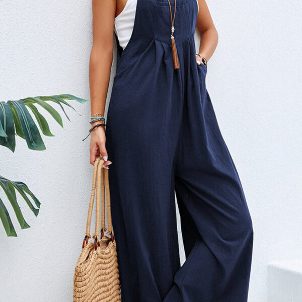 Chic Women's Wide Neck Spaghetti Strap Jumpsuit