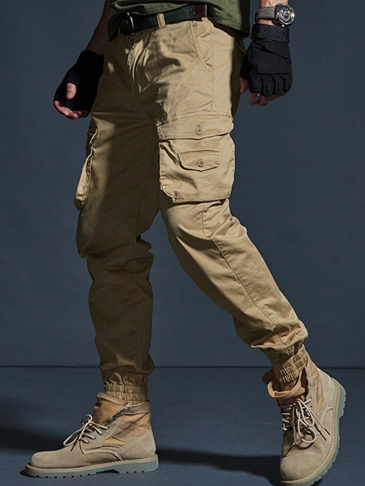 Manfinity Homme Men Flap Pocket Cargo Pants Without Belt Men's Convertible Hiking Pants - onlinemegasale.com