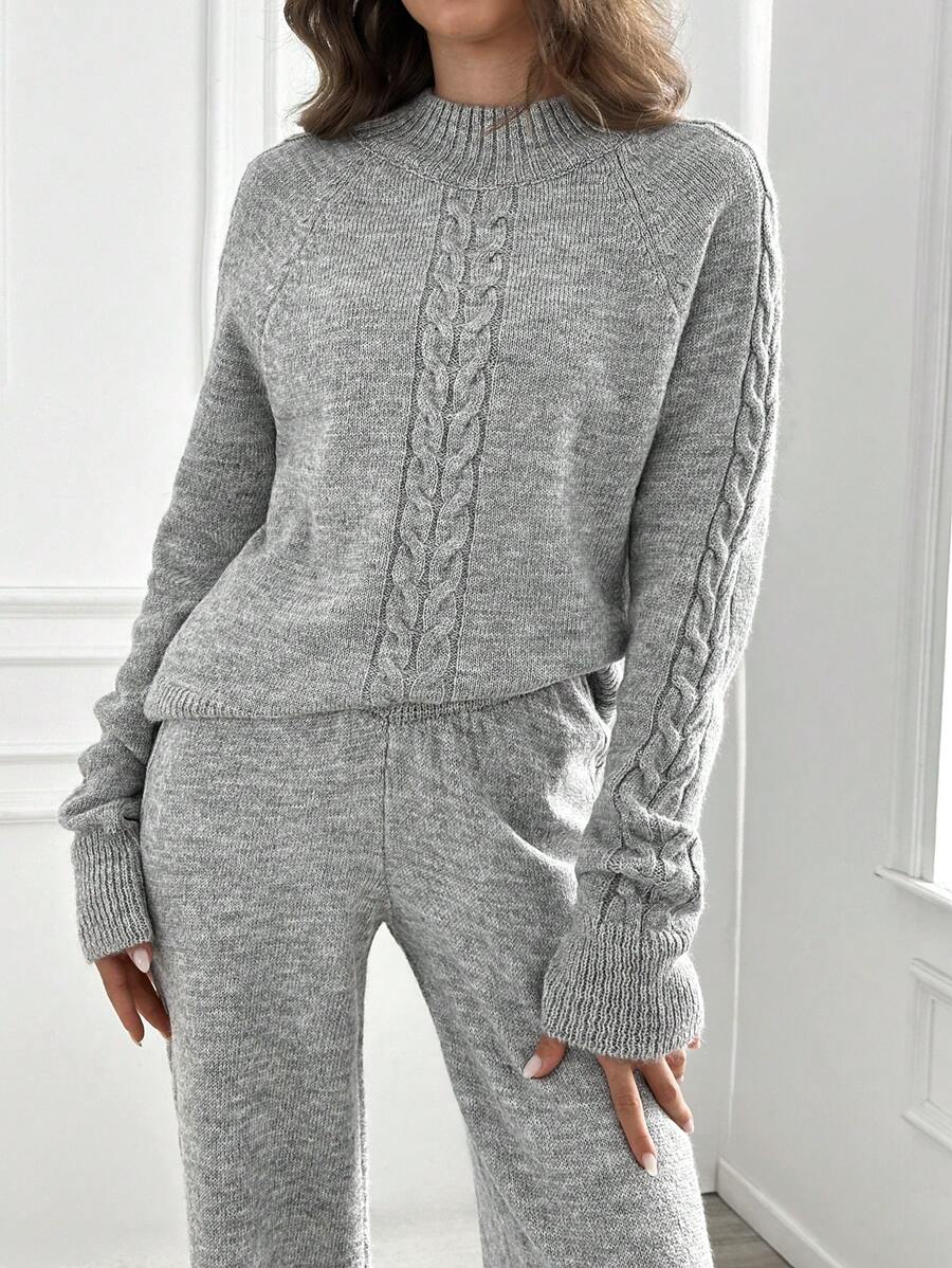 Rebecca™ - Classy Grey Plain Two Piece Set - onlinemegasale.com