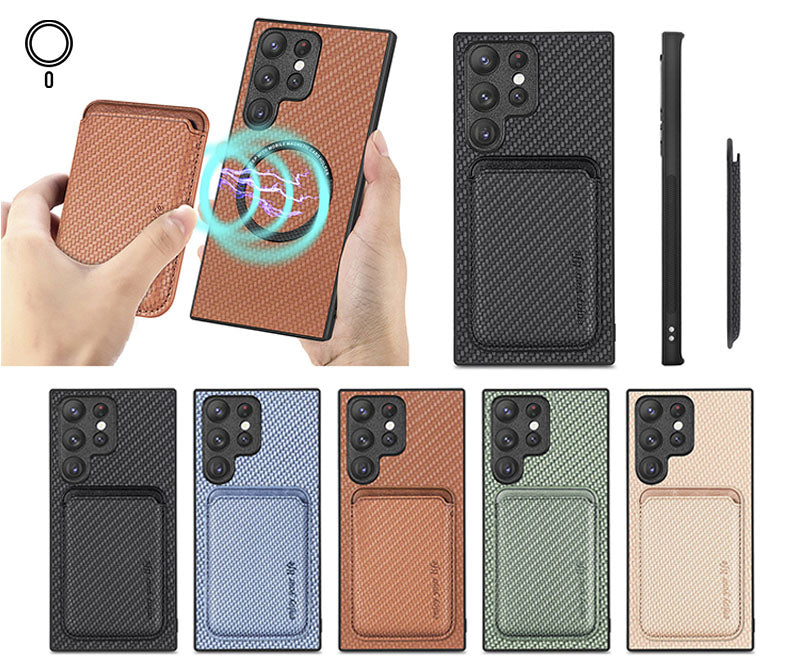 Samsung Magsafe Series | Carbon Fiber Textured Leather Case - onlinemegasale.com