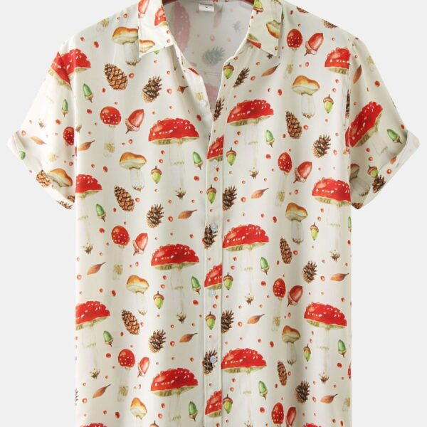 Mushroom Pine Nuts Print Shirt
