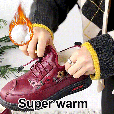 Leather Fur Moccasins Women Loafers for Elderly Females Soft Warm 🔥 Free Shipping🔥 - onlinemegasale.com