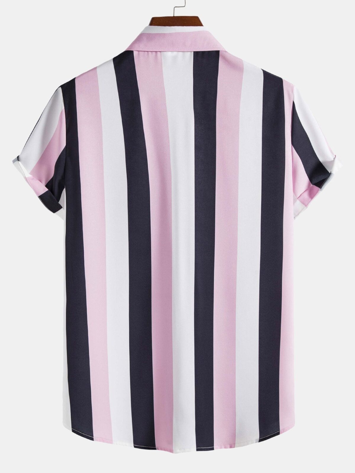Wide Striped Print Button Up Shirt - onlinemegasale.com