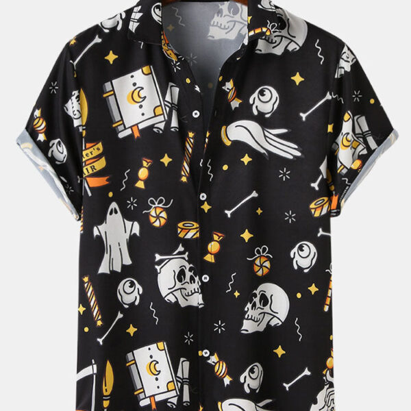 Halloween Ghost Skull Print Shirt