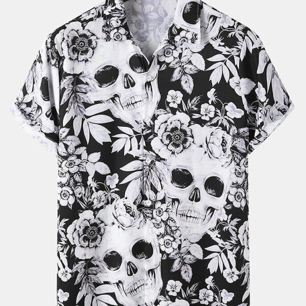 Skull Floral Print Shirt